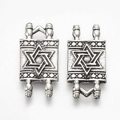Antique Silver Tibetan Style Alloy Pendants, Rectangle, Lead Free & Cadmium Free, Antique Silver, 20x9.5x1.5mm, Hole: 2x3mm, about 410pcs/500g