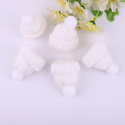 Blanco Gorro de lana de muñeca de poliéster, para accesorios decorar muñeca, blanco, 60x43x12.5 mm
