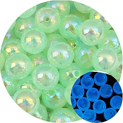 Vert Pâle Perle acrylique lumineuse, ronde, vert pale, 12mm, 5 pcs /sachet 