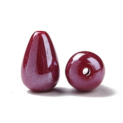 Rouge Foncé Perles acryliques opaques, larme lisse, rouge foncé, 15x10mm, Trou: 1.6mm, environ600 pcs / 500 g