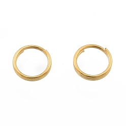 Золотой 304 из нержавеющей стали разрезные кольца, кольца с двойной петлей, золотые, 6x1 мм, внутренний диаметр: 5 мм, одиночный провод: 0.6 мм