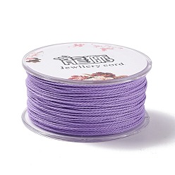 Medium Orchid Round Waxed Polyester Cord, Twisted Cord, Medium Orchid, 1mm, about 49.21 Yards(45m)/Roll