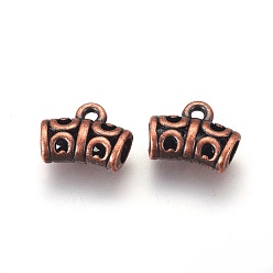 Red Copper Tibetan Style Alloy Hangers, Cadmium Free & Lead Free, Bail Beads, Tube, Red Copper, 10x12x6mm, Hole: 1.5mm