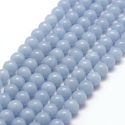 Acero Azul Claro Hebras naturales de perlas de angelita, perlas de anhidrita, rondo, azul acero claro, 6 mm, agujero: 1 mm, sobre 65 unidades / cadena, 15.7 pulgada