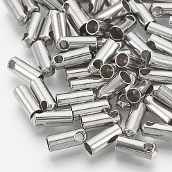 Stainless Steel Color 201 Stainless Steel Cord Ends, End Caps, Stainless Steel Color, 7x2.5mm, Hole: 1mm, Inner Diameter: 1.8mm