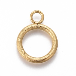Golden Ion Plating(IP) 304 Stainless Steel Toggle Clasps Parts, Textured, Ring, Golden, 19x14x2mm, Hole: 3mm