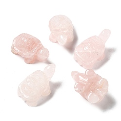Quartz Rose Figurines de guérison de tortue en quartz rose naturel, Décorations d'affichage en pierre d'énergie reiki, pour la maison ornement feng shui, 18~20x21~22.5x36.5~39mm