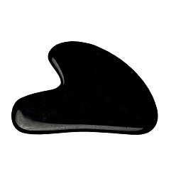 Obsidienne Planches de gua sha en obsidienne noire naturelle, grattage des outils de massage, outils pour le visage gua sha, cœur, 71~73x48~55x5~6mm