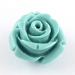 Turquoise Pâle Perles de corail synthétiques teints, fleur, turquoise pale, 12x8.5~9mm, Trou: 1mm