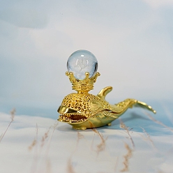 Oro Bases de exhibición de bolas de cristal de aleación mini ballena, soporte de exhibición de esfera de cristal, dorado, 110x50 mm