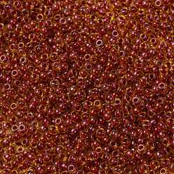 (RR235) Sparkling Dark Coral Lined Topaz AB MIYUKI Round Rocailles Beads, Japanese Seed Beads, (RR236) Orange Lined Crystal, 8/0, 3mm, Hole: 1mm, about 2111~2277pcs/50g