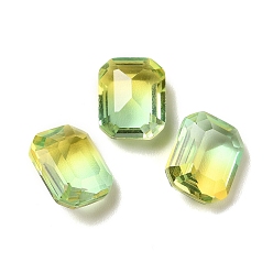 Olivine Faceted K9 Glass Rhinestone Cabochons, Pointed Back, Rectangle, Olivine, 10x8x4.2mm