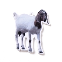 Овца Печатные подвески из непрозрачного акрила, амулеты на тему животных, овцы, 39x32.5x2 мм, отверстие : 1.6 мм