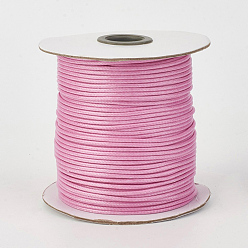 Rose Nacré Cordon en polyester ciré coréen écologique, perle rose, 2mm, à propos de 90yards / roll (80m / roll)