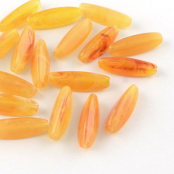Verge D'or Perles acryliques imitation de pierres précieuses de riz, Perles ovales allongées, verge d'or, 28x9x9mm, trou: 2 mm, environ 400 pcs / 500 g