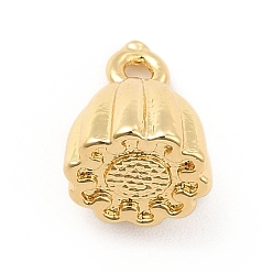 Real 18K Gold Plated Rack Plating Brass Charms, Long-Lasting Plated, Cadmium Free & Lead Free, Seedpod of the Lotus Charm, Real 18K Gold Plated, 10x8mm, Hole: 1.5mm