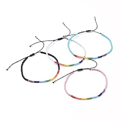 Mixed Color Chakra Jewelry, Nylon Thread Braided Beads Bracelets, with Seed Beads, Mixed Color, 46~75mm