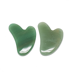 Зеленый Авантюрин Естественные зеленые авантюрины gua sha доски, очищающие массажные инструменты, gua sha лицевые инструменты, сердце, 81~84x58~60x7~8 мм