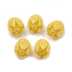 Gold Dyed Synthetic Coral Beads, Jasmine Flower, Gold, 8~8.5x6.5~7mm, Hole: 1mm