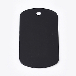 Черный Алюминиевые подвески, пустые теги, прямоугольные, чёрные, 50x29x1 мм, отверстие : 3.5 мм