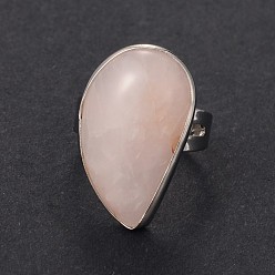 Розовый Кварц Регулируемые кольца из латуни с драгоценными камнями, розовый кварц, 19 мм