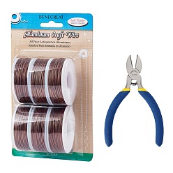 Sienna DIY Jewelry Kits, with Aluminum Wire and Iron Side Cutting Pliers, Sienna, 1mm, about 23m/roll, 6rolls/set