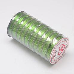 Verde de Amarillo Cuerda de cristal elástica plana, hilo de cuentas elástico, para hacer la pulsera elástica, amarillo verdoso, 0.8 mm, aproximadamente 10.93 yardas (10 m) / rollo