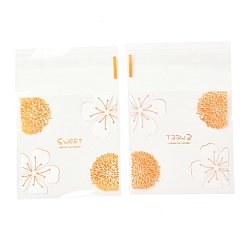 Сэнди Коричневый Прямоугольные самоклеющиеся пакеты OPP, со словом и цветочным узором, для выпечки упаковочные пакеты, песчаный коричневый, 10x7x0.02 см, 100 шт / пакет