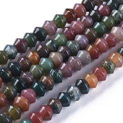 Indian Agate Natural Indian Agate Beads Strands, Bicone, 6~6.5x4~4.5mm, Hole: 1.3mm, about 82pcs/strand, 14.57 inch(37cm)