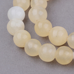 Yellow Jade Natural Yellow Jade Beads Strands, Round, 8~8.5mm, Hole: 1mm, about 47pcs/strand, 15.5 inch