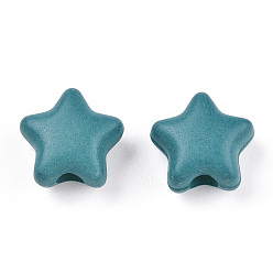 Dark Turquoise Spray Painted Acrylic Beads, Star, Dark Turquoise, 8.5x9.5x5mm, Hole: 2mm, about 2050pcs/500g
