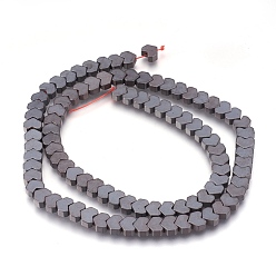 Original Color Non-magnetic Synthetic Hematite Bead Strands, Frosted, Heart, Original Color, 6~6.5x5~5.5x3mm, Hole: 1mm, 93~96pcs/strand, 15.9 inch~16.1 inch(40.5~41cm)