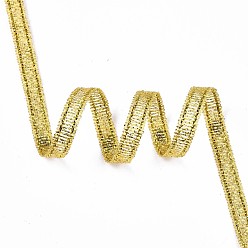 Gold Glitter Metallic Ribbon, Sparkle Ribbon, with Silver and Golden Metallic Cords, Valentine's Day Gifts Boxes Packages, Gold, 1/4 inch(5mm), about 300yards/roll(274.32m/roll)