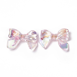Pink Transparent Acrylic Beads, AB Color, Bowknot, Pink, 23x33.5x7.5mm, Hole: 1.7mm
