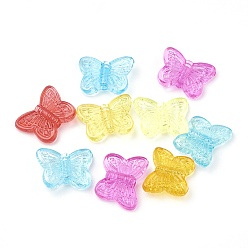 Mixed Color Transparent Acrylic Beads, Butterfly, Mixed Color, 11x14.5x4mm, Hole: 1.5mm, about 1980pcs/500g