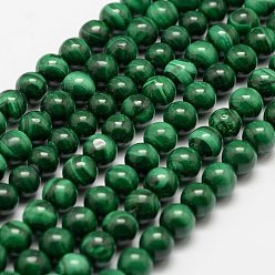 Malachite Malachite naturelles brins de perles, ronde, 6mm, Trou: 0.5mm, Environ 68 pcs/chapelet, 15.7 pouce (40 cm)