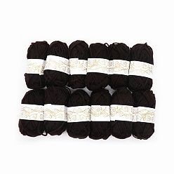 Brun De Noix De Coco 12 écheveaux de fil à tricoter en polyester, fil artisanal pour enfants, châle écharpe poupée crochet fournitures, brun coco, 2mm, environ 21.87 yards (20m)/écheveau