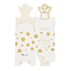 Angel & Fairy Coffrets cadeaux à thème de noël, pour cadeaux bonbons emballage de biscuits, blanc, motif d'ange, 8.5x8.5x18 cm