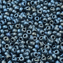 (RR2064) Matte Metallic Blue Green Iris MIYUKI Round Rocailles Beads, Japanese Seed Beads, 11/0, (RR2064) Matte Metallic Blue Green Iris, 2x1.3mm, Hole: 0.8mm, about 5500pcs/50g
