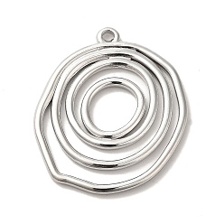 Stainless Steel Color 304 Stainless Steel Pendants, Irregular Flat Round Charm, Stainless Steel Color, 28x23x2mm, Hole: 1.4mm