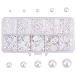 Blanco Cabujones de imitación de perlas de plástico abs, semicírculo, blanco, 135x70x30 mm, sobre 15193 unidades / caja