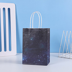 Étoile  Sacs en papier kraft motif ciel étoilé, avec une corde de chanvre, sacs-cadeaux, sacs à provisions, rectangle, motif en étoile, 15x8x21 cm