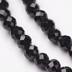 Spinel Natural Black Spinel Bead Strands, Faceted, Round, 5mm, Hole: 1mm, about 72pcs/strand, 15.5 inch