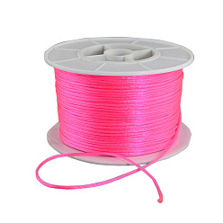 Rose Chaud Fil de nylon ronde, corde de satin de rattail, pour création de noeud chinois, rose chaud, 1mm, 100 yards / rouleau