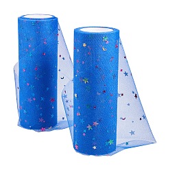 Bleu Rubans de maille déco à paillettes étoiles, tissu de tulle, Tissu à carreaux en tulle pour la fabrication de jupe, bleu, 6 pouce (15.24 cm), à propos de 10yards / roll (9.144m / roll)