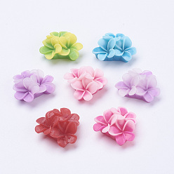 Mixed Color Flatback Resin Flower Cabochons, Mixed Color, 21x21x10mm
