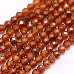 Garnet Natural Garnet Beads Strands, Faceted, Round, 3~3.5mm, Hole: 0.5mm, about 120pcs/strand, 15.7 inch(40cm)