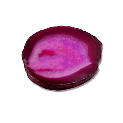Magenta Dyed Natural Agate Slice Cup Mats, Heat Resistant Pot Mats, for Home Kitchen, Polygon, Magenta, 60~80mm