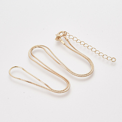 Light Gold Brass Square Snake Chain Necklace Making, with Lobster Claw Clasps, Light Gold, 18.5 inch(47.2cm), 1mm