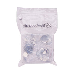 Stainless Steel Color DIY Link Findings, with 304 Stainless Steel Cabochon Connector Settings and Transparent Glass Cabochons, Flat Round, Stainless Steel Color, Connector Setting: Tray: 6.5~20mm, 15~31.5x8~22x1.5~2mm, Cabochon: 5.5~20x3~5.5mm, 80pcs/box